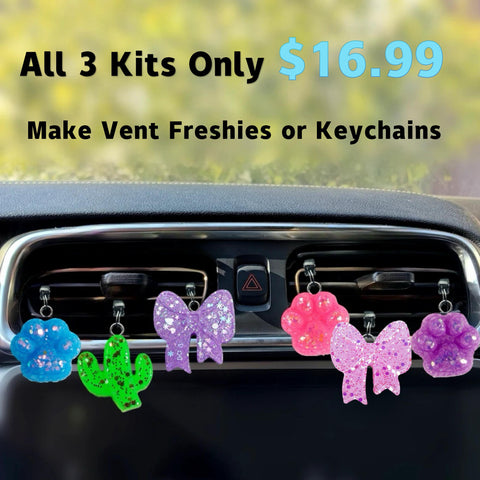 Freshie Beginner Starter Bundle – 3 Complete Kits (Bow + Cactus + Paw)