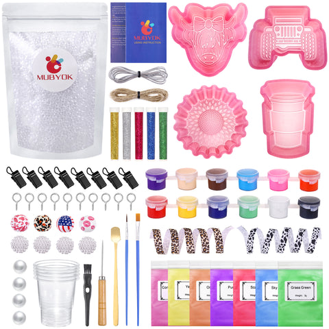 85PCS Car Freshie Starter Kit – Beads, Molds, Paints & Glitter (Makes 8 Freshies)