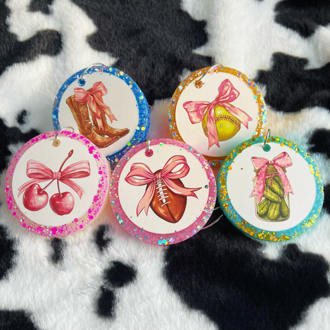 3inch 5pcs Bow Design Card Round Shape Car Freshie--Free Shipping