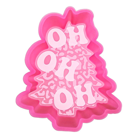 MJ-542 Ho Ho Ho Leopard Christmas Tree Silicone Freshie Mold