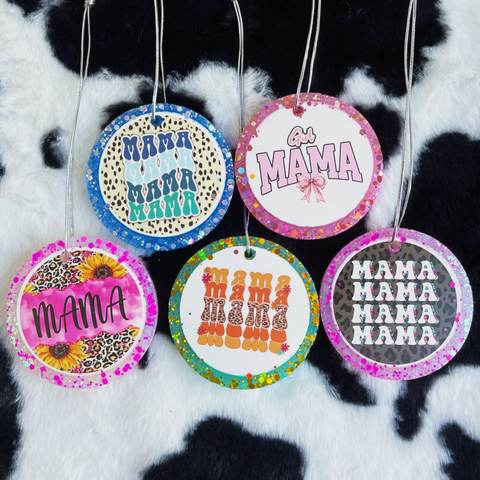 3inch 5pcs MAMA Round Card Car Freshie--Free Shipping