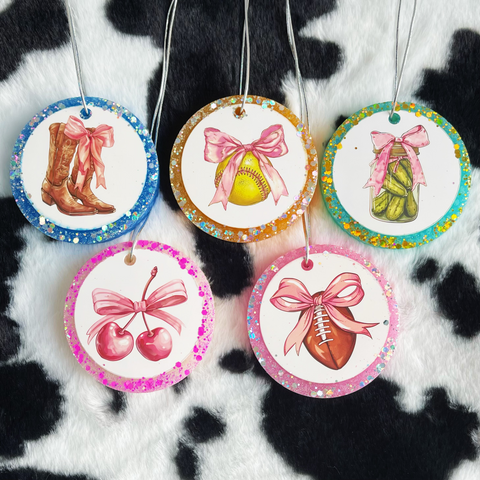 3inch 5pcs Bow Design Card Round Shape Car Freshie--Free Shipping