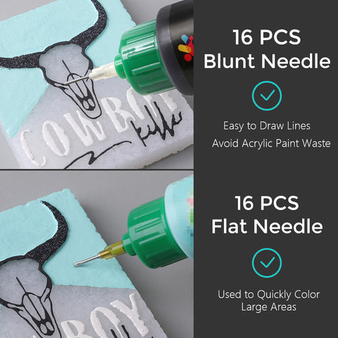 MUBYOK 2oz Matte Acrylic Paint Set – Precision Tip Bottles for Freshies & DIY Crafts (16-Pack)