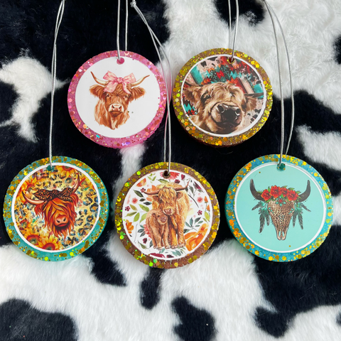 3inch 5pcs Highland Cow Car Freshies--Free Shipping