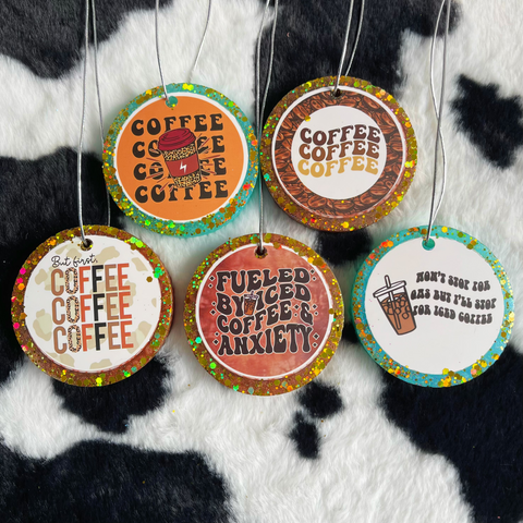 3inch 5pcs Coffee Word Card Car Freshies--Free Shipping