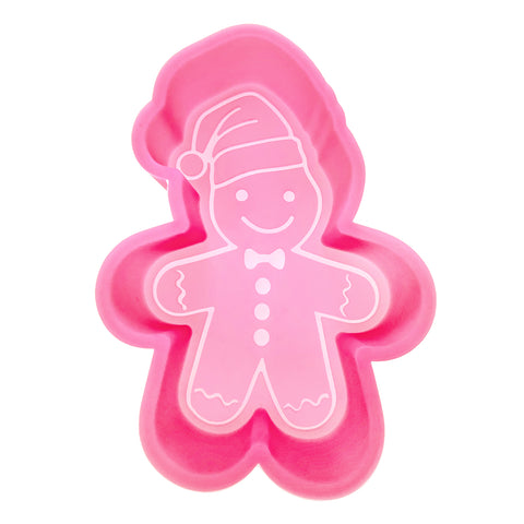 MM-129 Christmas Gingerbread Man with Santa hat Silicone Freshie Mold