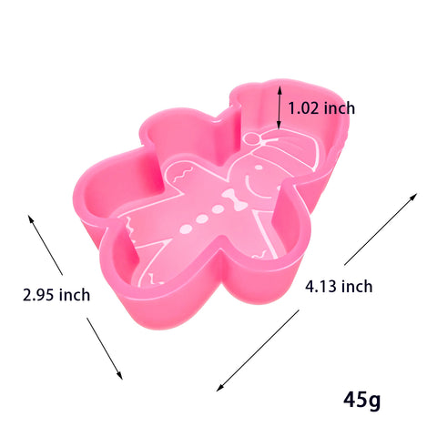 MM-129 Christmas Gingerbread Man with Santa hat Silicone Freshie Mold