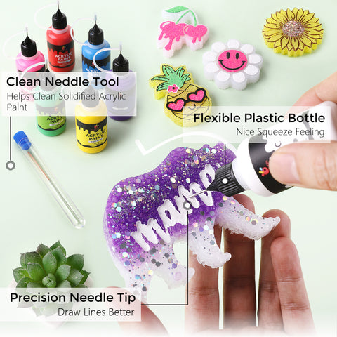 Matte Acrylic Paint Set with Precision Tip – 1oz Bottles (12-Pack)