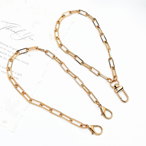 2PCS Gold Paperclip Chain – 30cm (Single / Double Clasp)