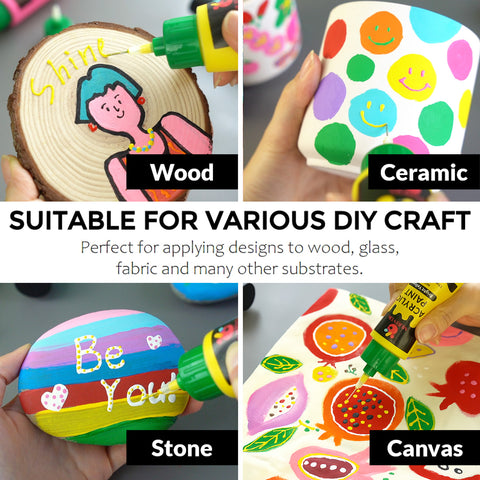 MUBYOK 2oz Matte Acrylic Paint Set – Precision Tip Bottles for Freshies & DIY Crafts (16-Pack)