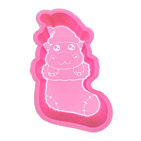 MJ-541 Christmas Hippo Stocking Silicone Freshie Mold
