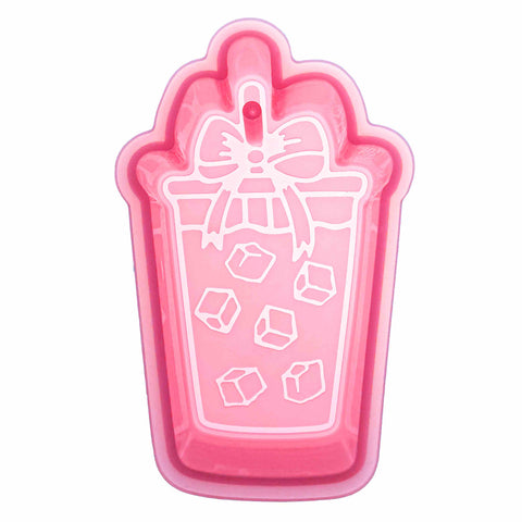 MJ-454 Iced Coffee with Bow Silicone Freshie Mold