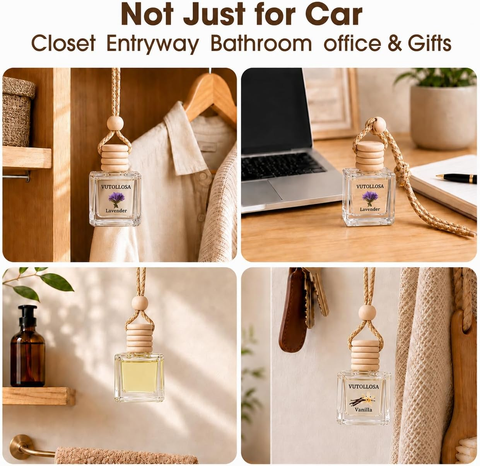 2Pcs Hanging Car Air Freshener Essential Oil Diffuser Long Lasting Wood Scent