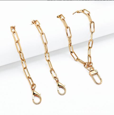 2PCS Gold Paperclip Chain – 30cm (Single / Double Clasp)